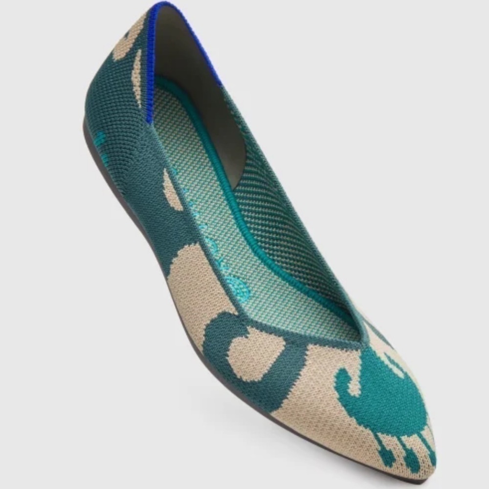 Rothy’s the point teal Moroccan retired flats women size 8 new without box